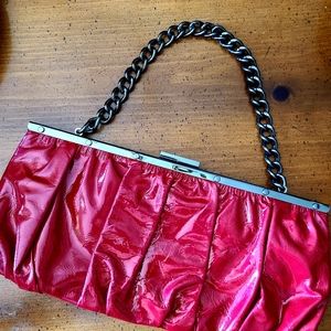 Perlina Patent Leather Red Clutch